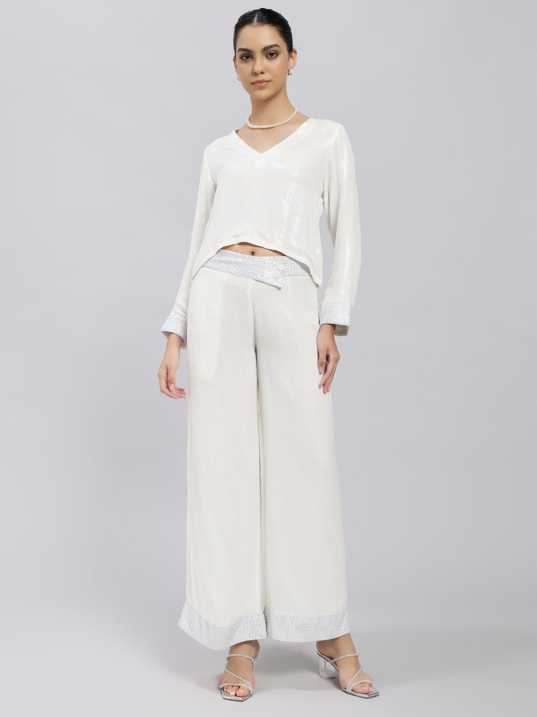 Ivory Sequin Trim Co-ord Set