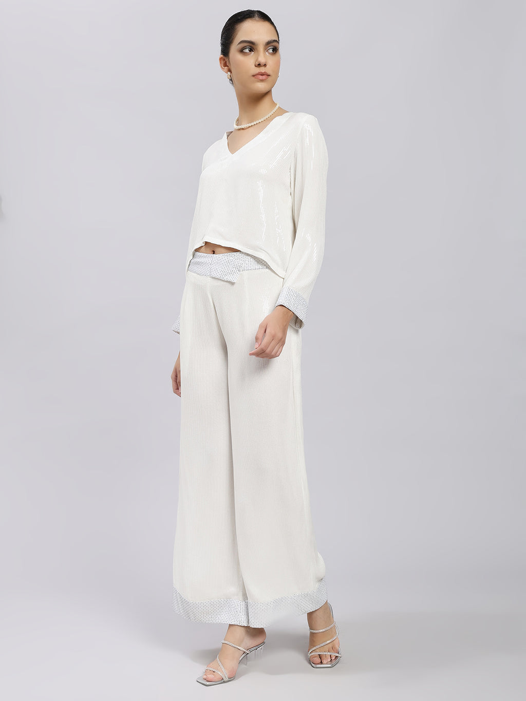 Ivory Sequin Trim Co-ord Set