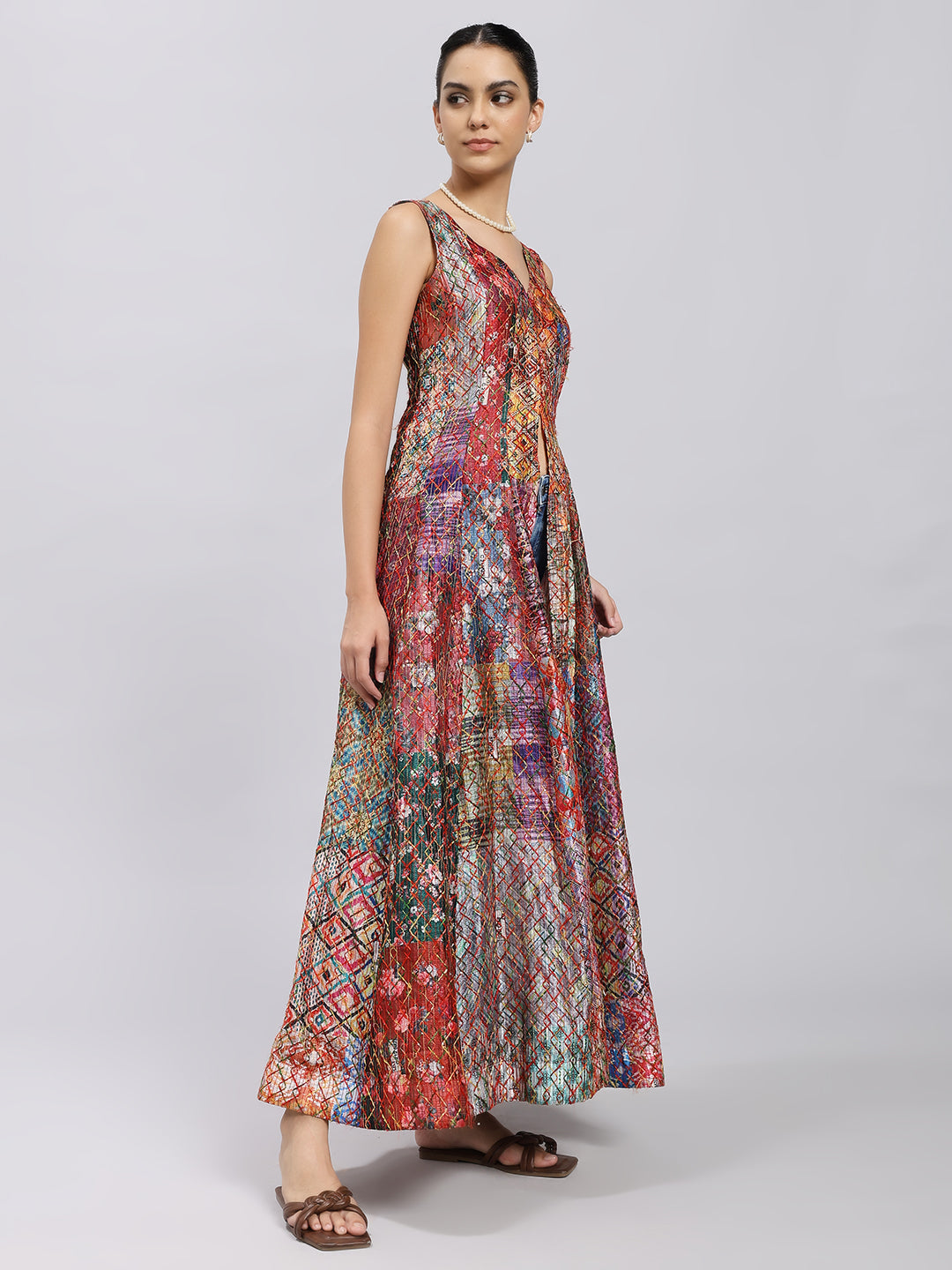 Multicolor Abstract Anarkali Jacket