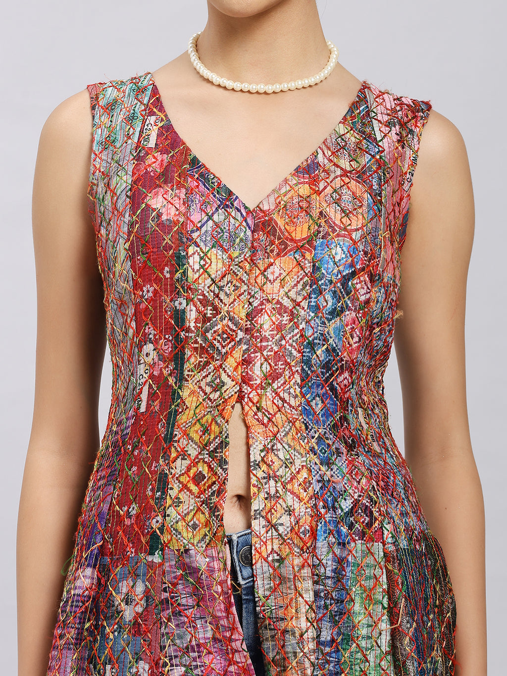 Multicolor Abstract Anarkali Jacket