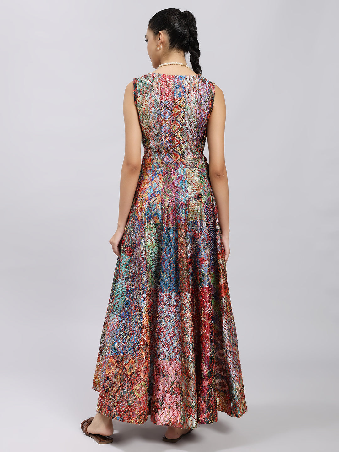 Multicolor Abstract Anarkali Jacket