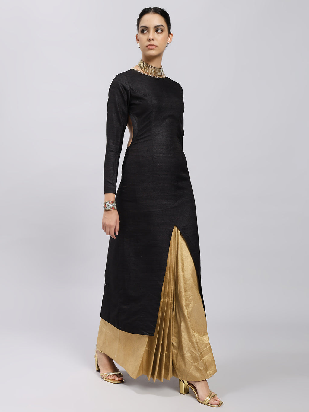 Contemporary Saree Dress with Structured Jacket