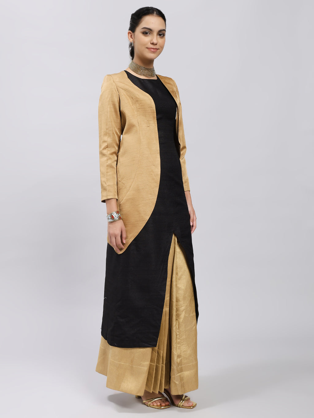 Contemporary Saree Dress with Structured Jacket