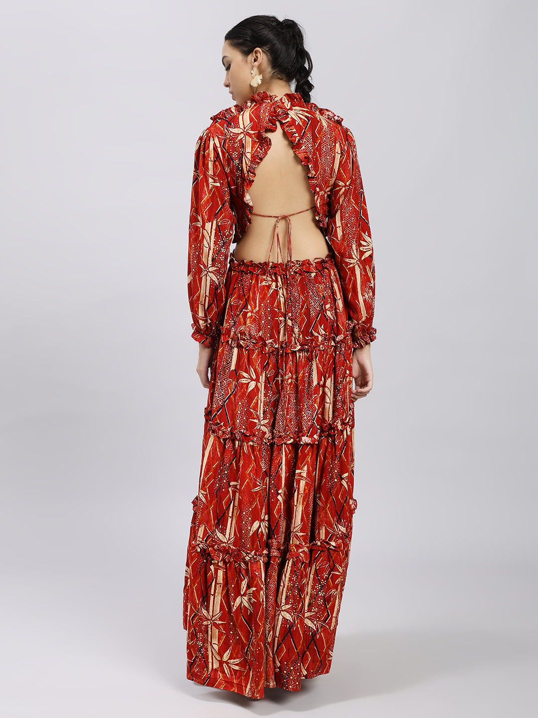 Crimson Aura Tiered Maxi Dress