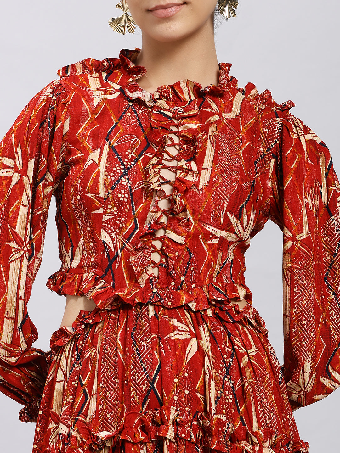 Crimson Aura Tiered Maxi Dress